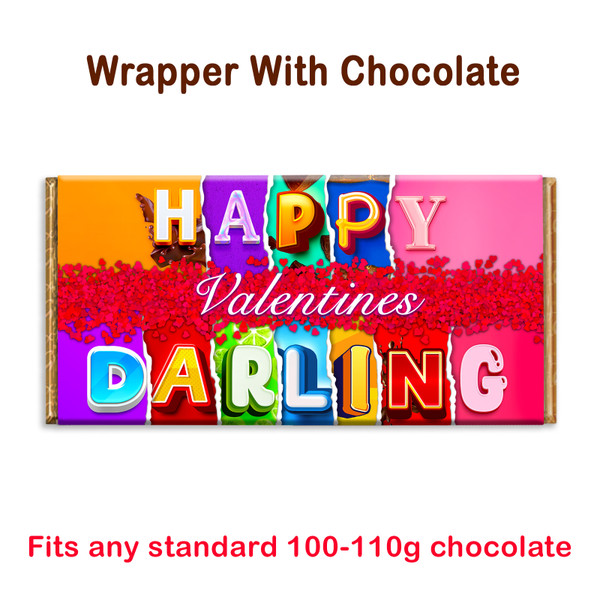 Happy Valentines Darling Novelty Chocolate Bar Wrapper Birthday Christmas Gift