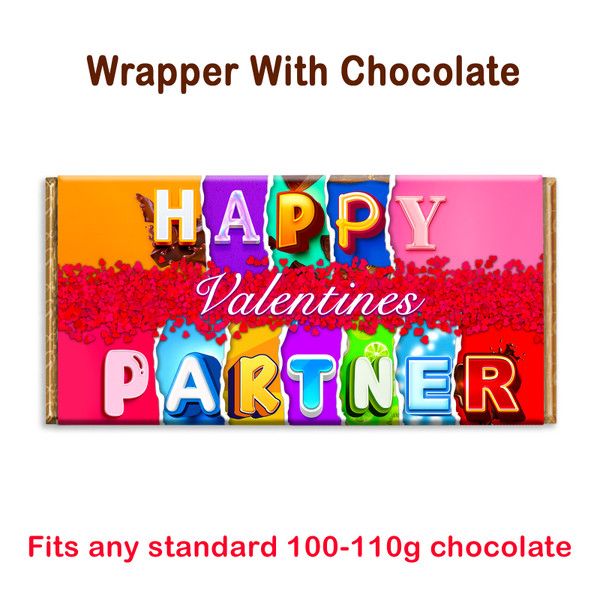 Happy Valentines Partner Novelty Chocolate Bar Wrapper Birthday Christmas Gift