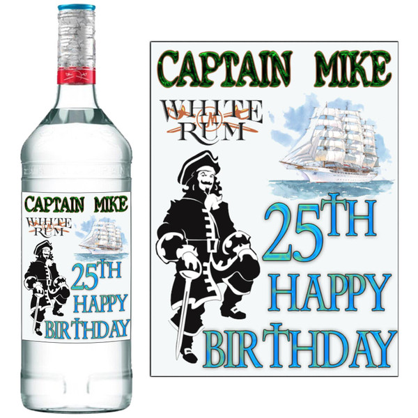 Personalised Sticker label for Captain Morgan Rum Bottle for Birthday any - 1L