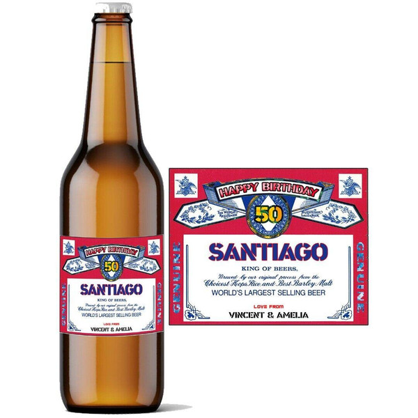 Personalised Bottle Label Birthday Wedding Anniversary Suitable for Bottle of Cider Beer BL026