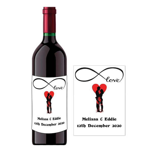 Personalised Wine Bottle Label For Wedding Anniversary Engagement BL041