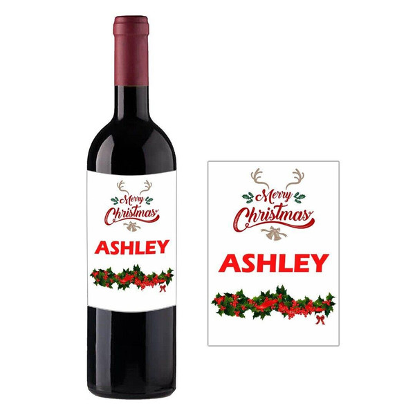 Personalised Bottle Label Merry Christmas Xmas Suitable for Bottle of Wine