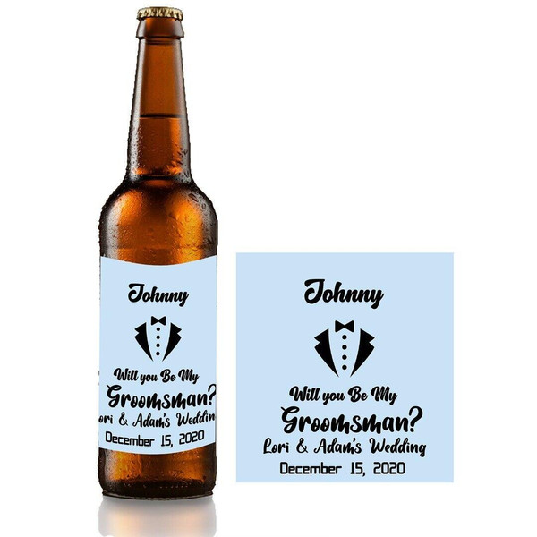Personalised Bottle Label Funny Will You Be My Groomsman Best Man Suitable for Bottle of Beer