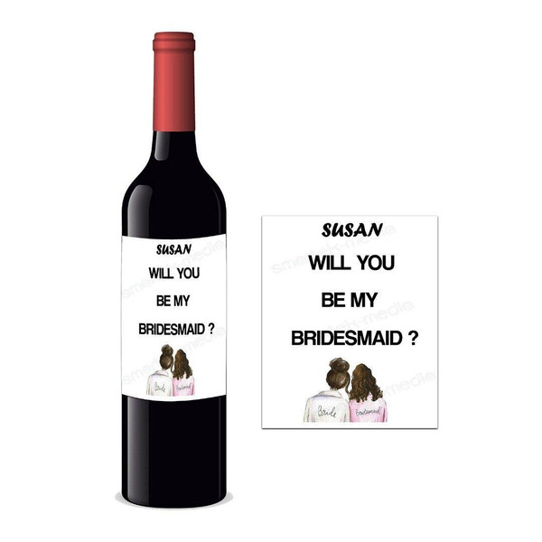 Personalised Bottle Label Will You be My Bridesmaid Maid of Honor Suitable for Bottle of Wine