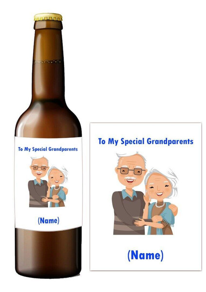 Personalised Bottle Label Grandparents Grandma Grandad Birthday Suitable for Bottle of Beer
