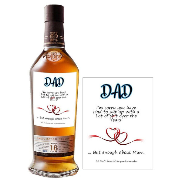 Personalised Liquor Bottle Label for Dad Daddy Birthday Anniversary 