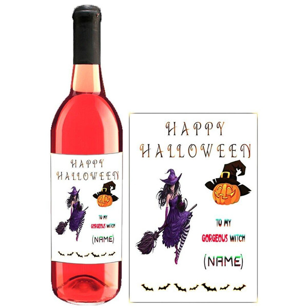 Personalised Wine Bottle Label for Happy Halloween Girlfriend Wife Lover