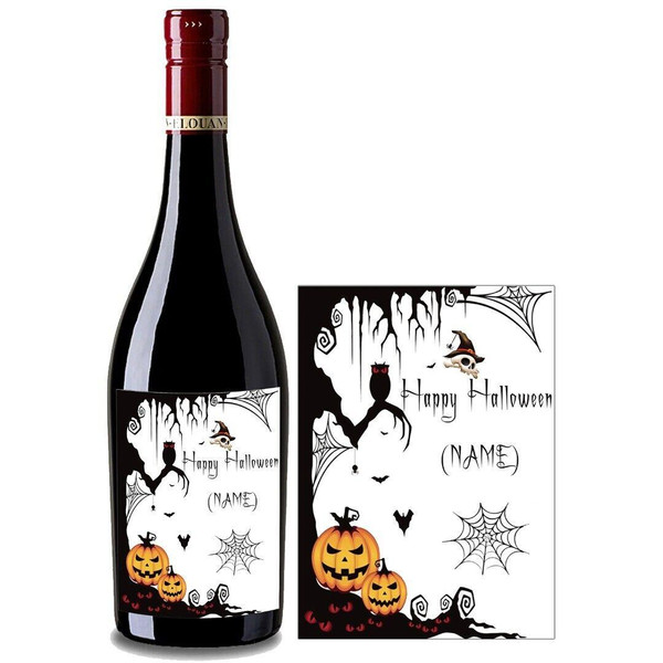 Personalised Wine Bottle Label for Happy Halloween All Saints' Day BL113
