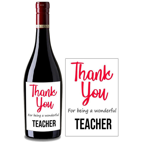 Personalised Wine Bottle Label for Thank You Best Great Teacher