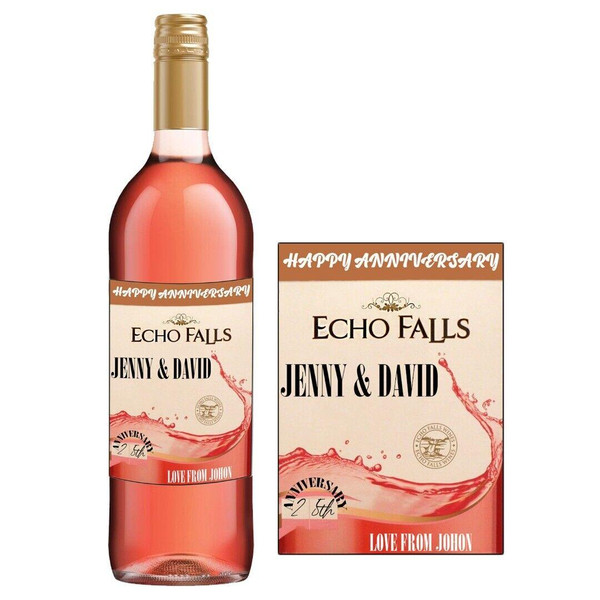 Personalised Echo Falls Wine Bottle Label for Anniversary Birthday 