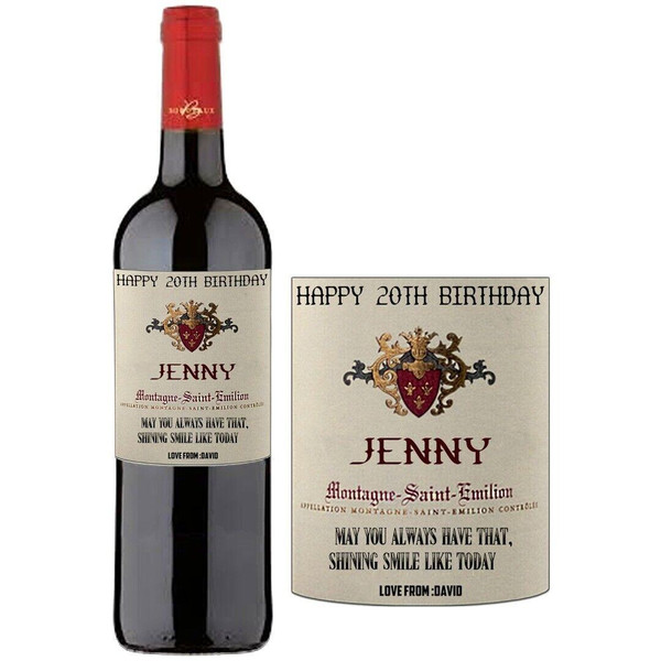 Personalised St-Emilion Wine Label for Anniversary Birthday 