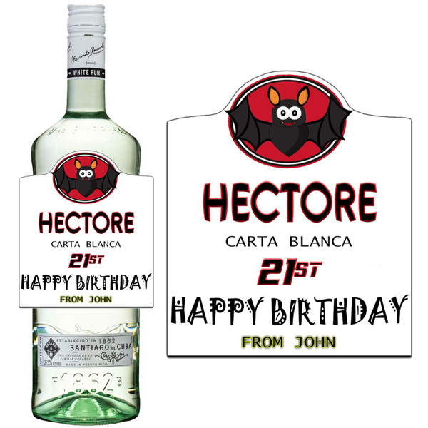 Personalised Sticker Label for Bacardi Rum Birthday Anniversary Any Occasion