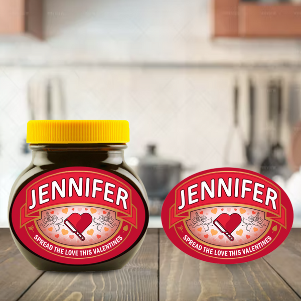 Personalised Customised MARMITE Pink Valentine Bottle Sticker Wrapper Jar Label Gift Present