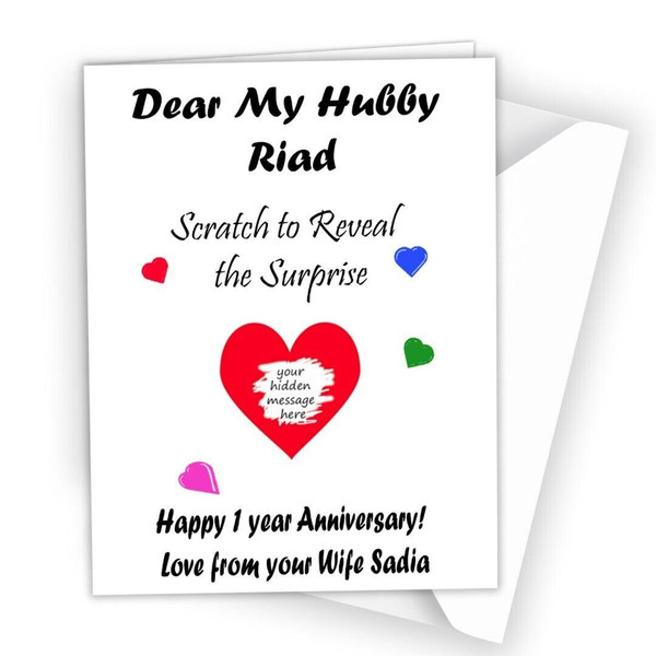 Personalised Anniversary Scratch Card Wife Husband Parents Reveal Surprise 223