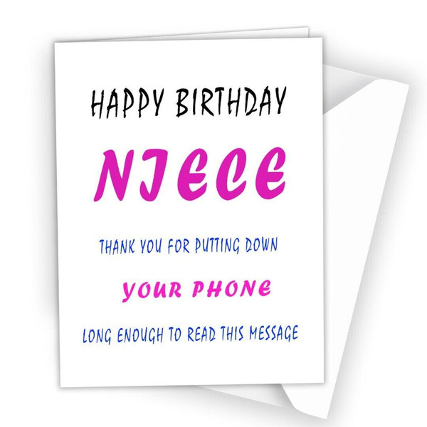 Birthday Card Niece Daughter Funny Happy Rude Child for Girl Kid Phone 260