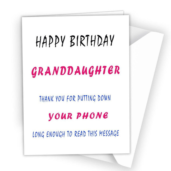 Birthday Card Granddaughter Funny Happy Rude Women Girl for Daughter Phone 267