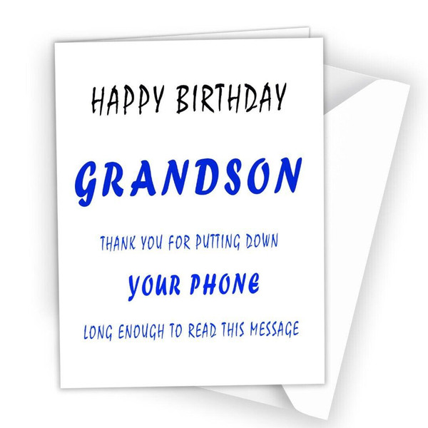 Birthday Card Grandson Funny Happy Rude Joke Child Boy for Son in Law Phone 269