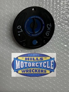 zx10 2007 Quick Action fill Cap anodised black with Blue release centre cap