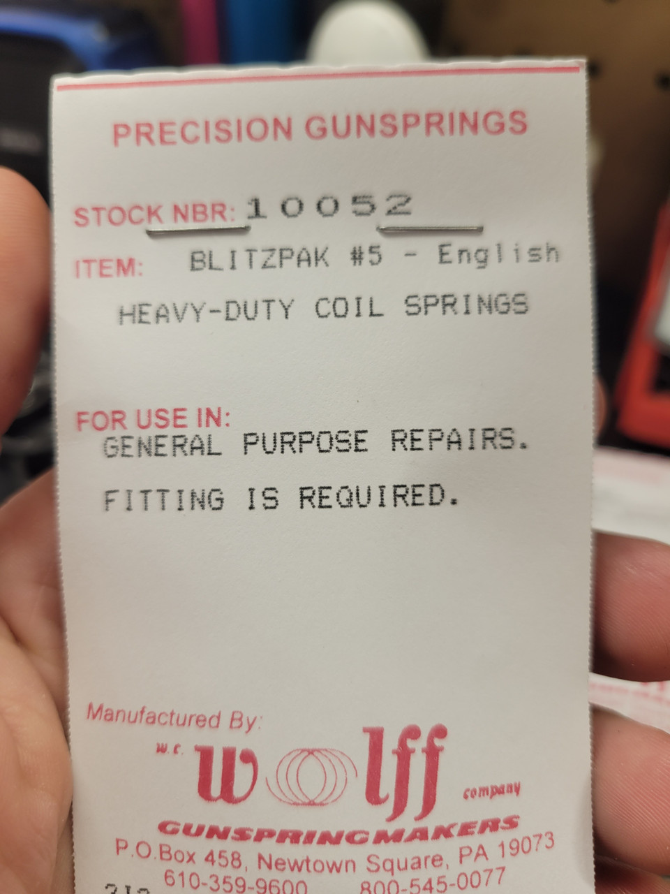 Wolff Gunsmith Blitzpak #5E, 20 General Purpose Heavy Duty English Coil Springs, English Standards