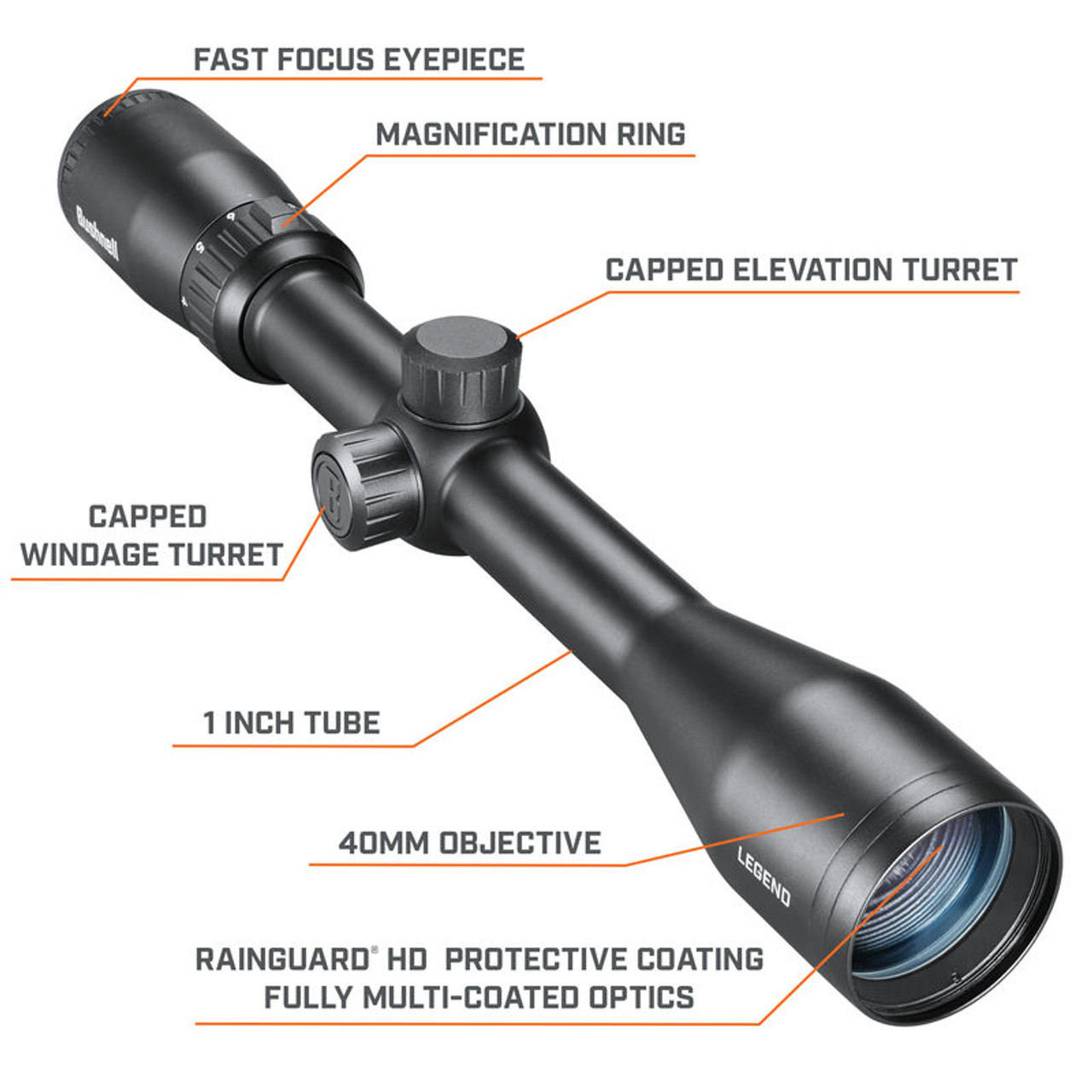 Bushnell Legend 4-12x40mm Riflescope, DOA Quick Ballistic Reticle, 1” [BL4124BS11]