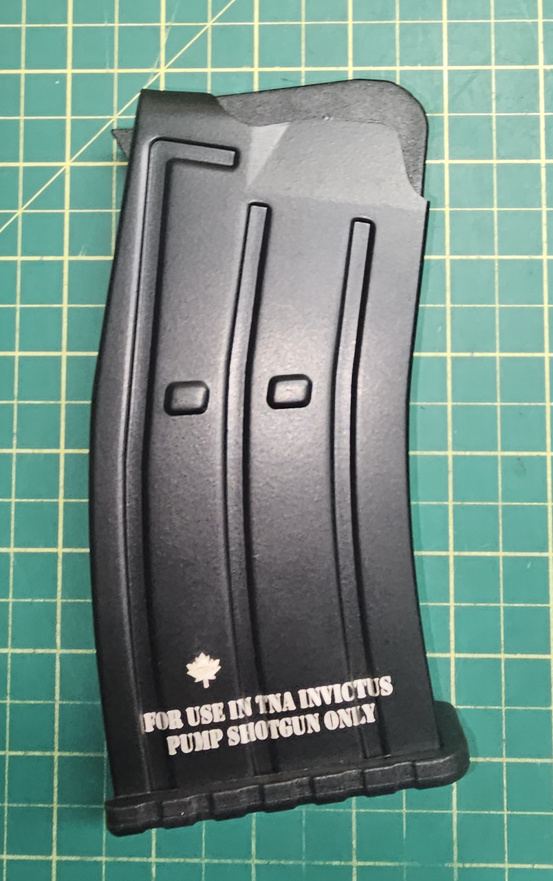 In store demo TNA Invictus 12ga Mag Fed Spring-Assist Pump-Action Shotgun, 18.6" BBL, Non-Restricted