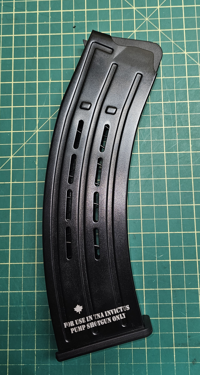 In store demo TNA Invictus 12ga Mag Fed Spring-Assist Pump-Action Shotgun, 18.6" BBL, Non-Restricted