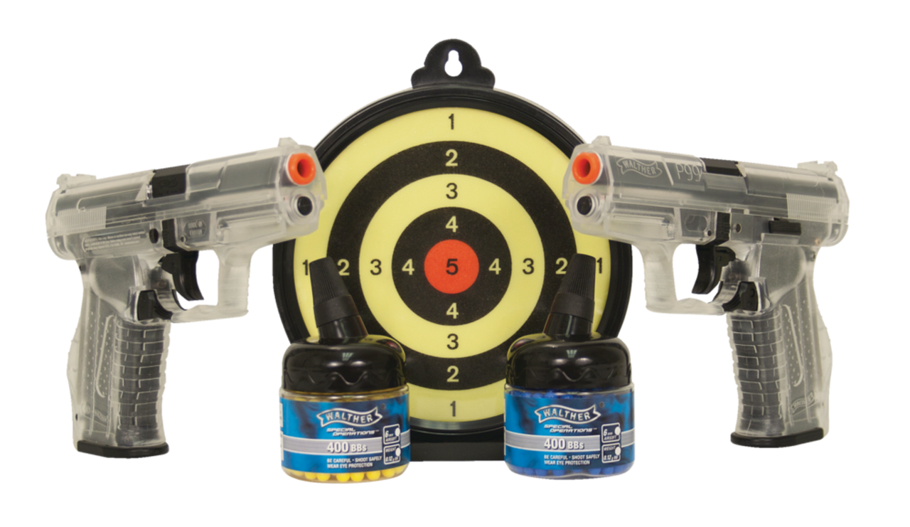 Walther P99 Duelers Airsoft Kit Incl. Two 6-mm Pistols and Target, Spring-Powered, 250 FPS