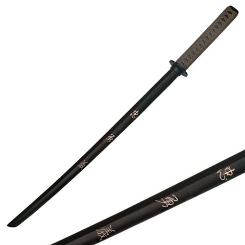 SAMURAI WOODEN TRAINING SWORD WITH ENGRAVED "MORALITY, HEROIC, COURAGE, MORALITY"