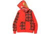 BAPE Logo Check Shark Full Zip Hoodie Red