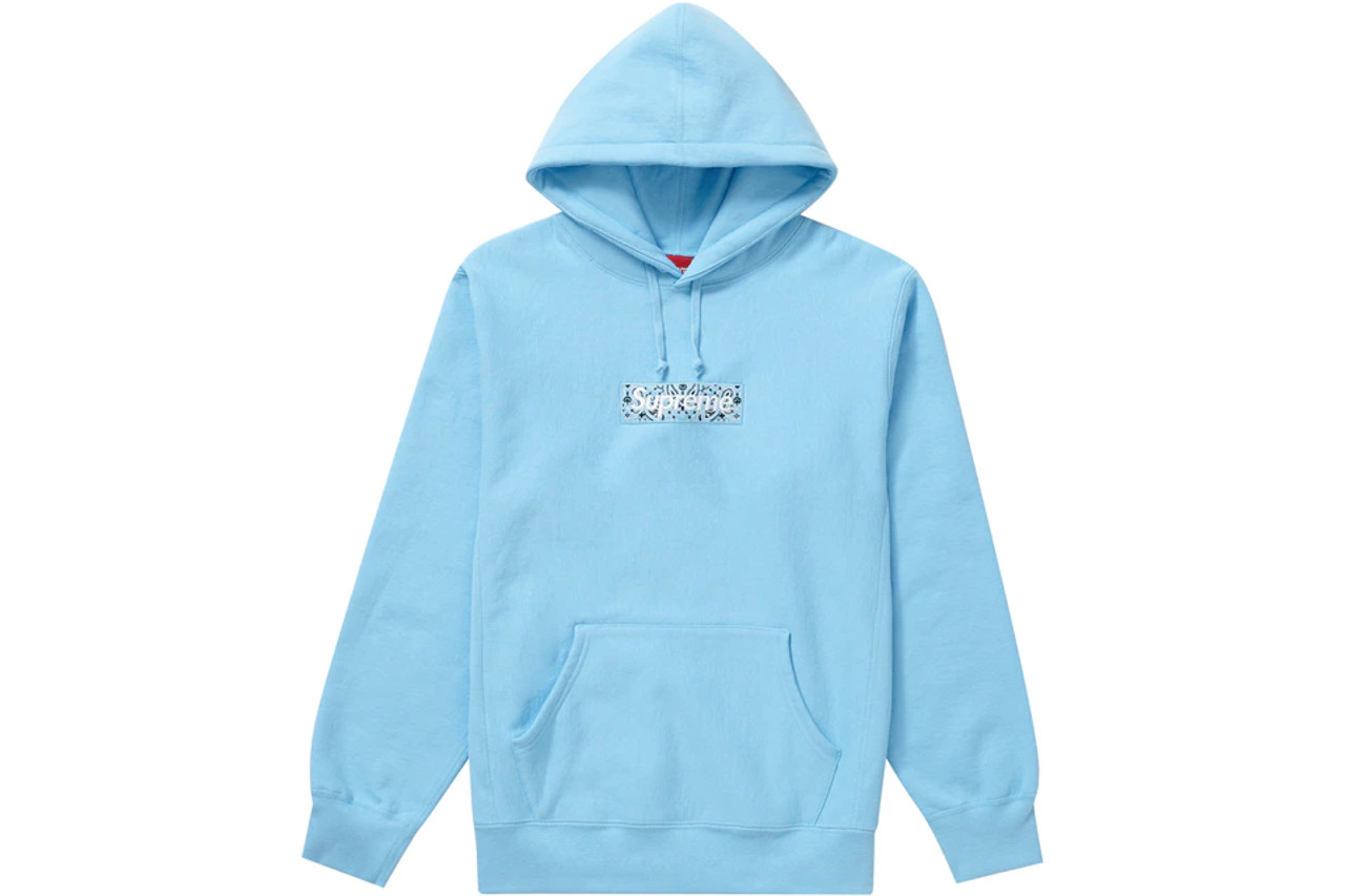 Supreme Hoodie Bandana Box Logo Light Blue F/W 19' Sz L (#8093)