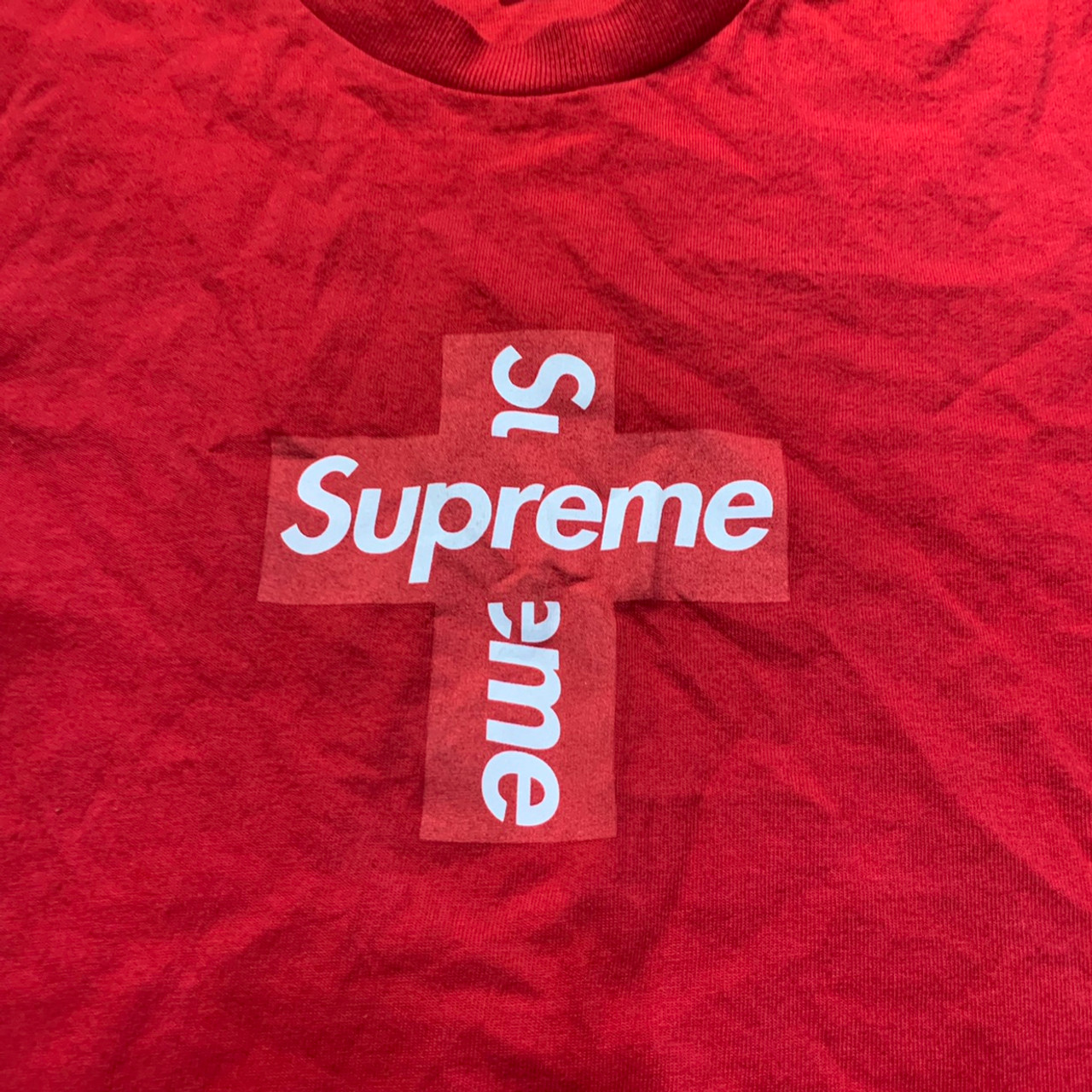 authentic supreme red on white box logo tee shirt size xl rare