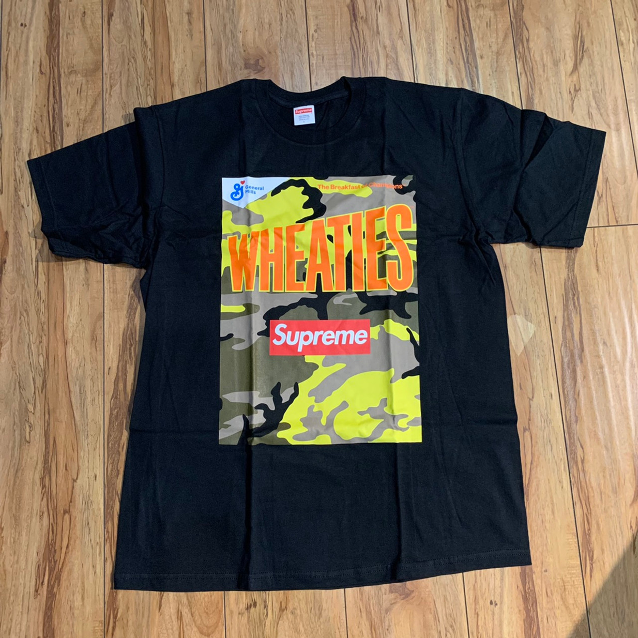 supreme wheaties tee black