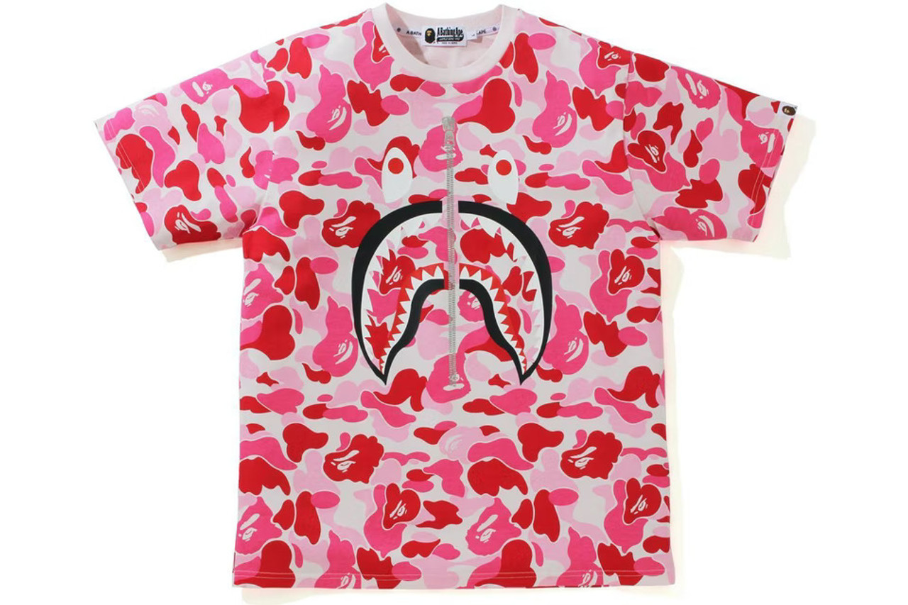 Bape ABC Blue 1st Camo Shark Tee Pink