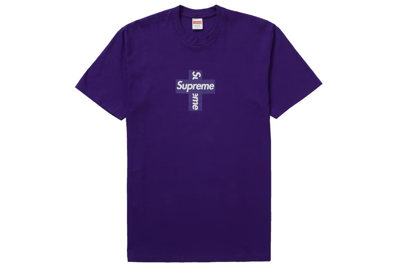 Supreme Cross Box Logo Tee Purple XLarge