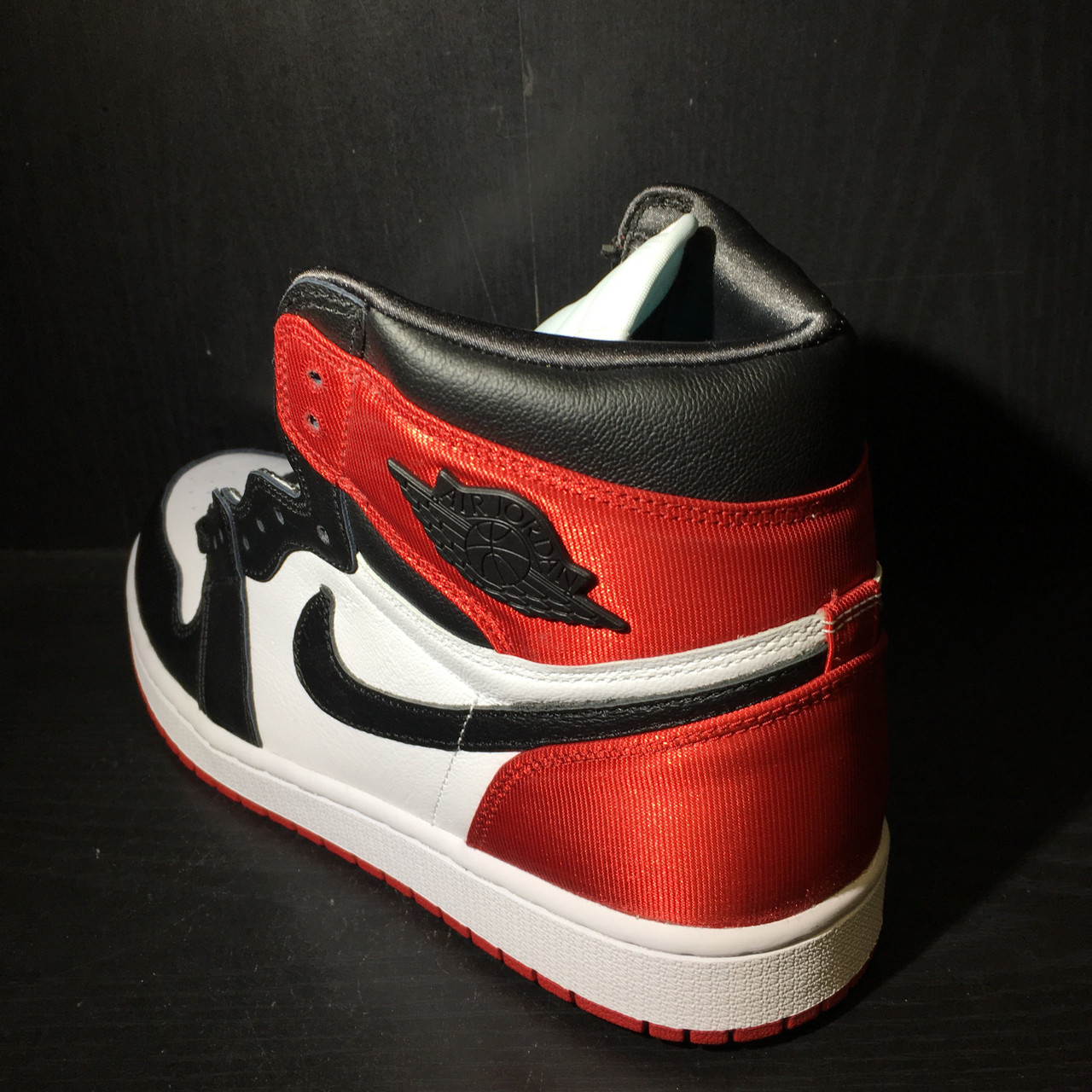 Aj1 black clearance toe satin