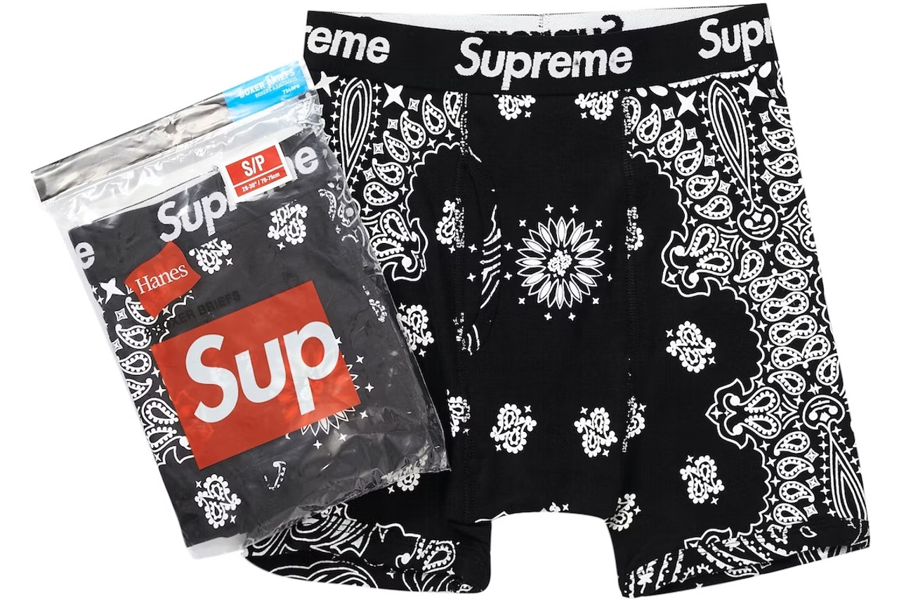 Supreme Hanes Boxer Briefs Black Underwear in Medium (4 in 1 Pack