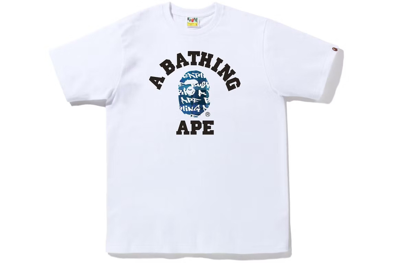 BAPE Graffiti Check College Tee White Blue