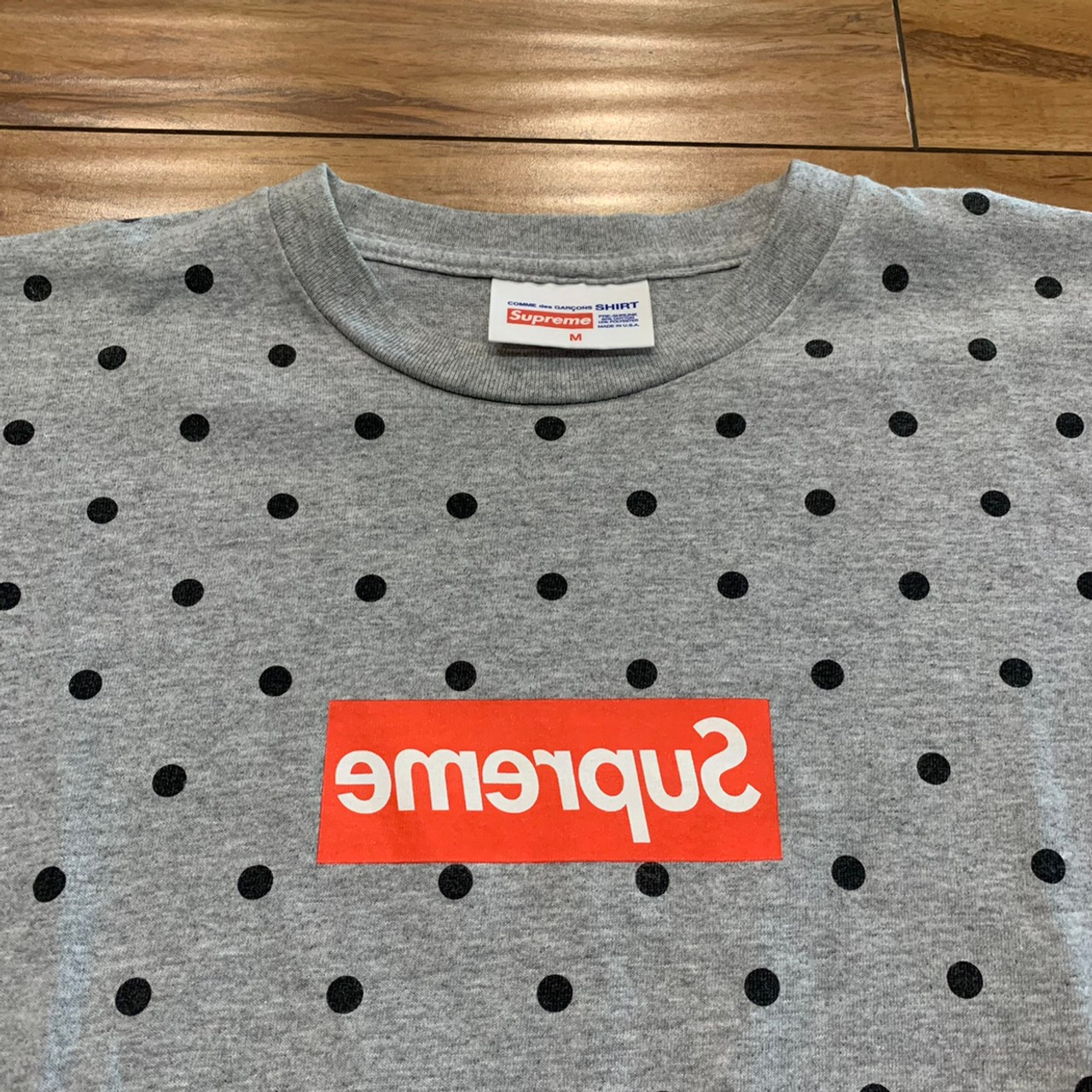 Supreme CDG Polka Dot Tee Grey S/S 12' Sz M (#9437)