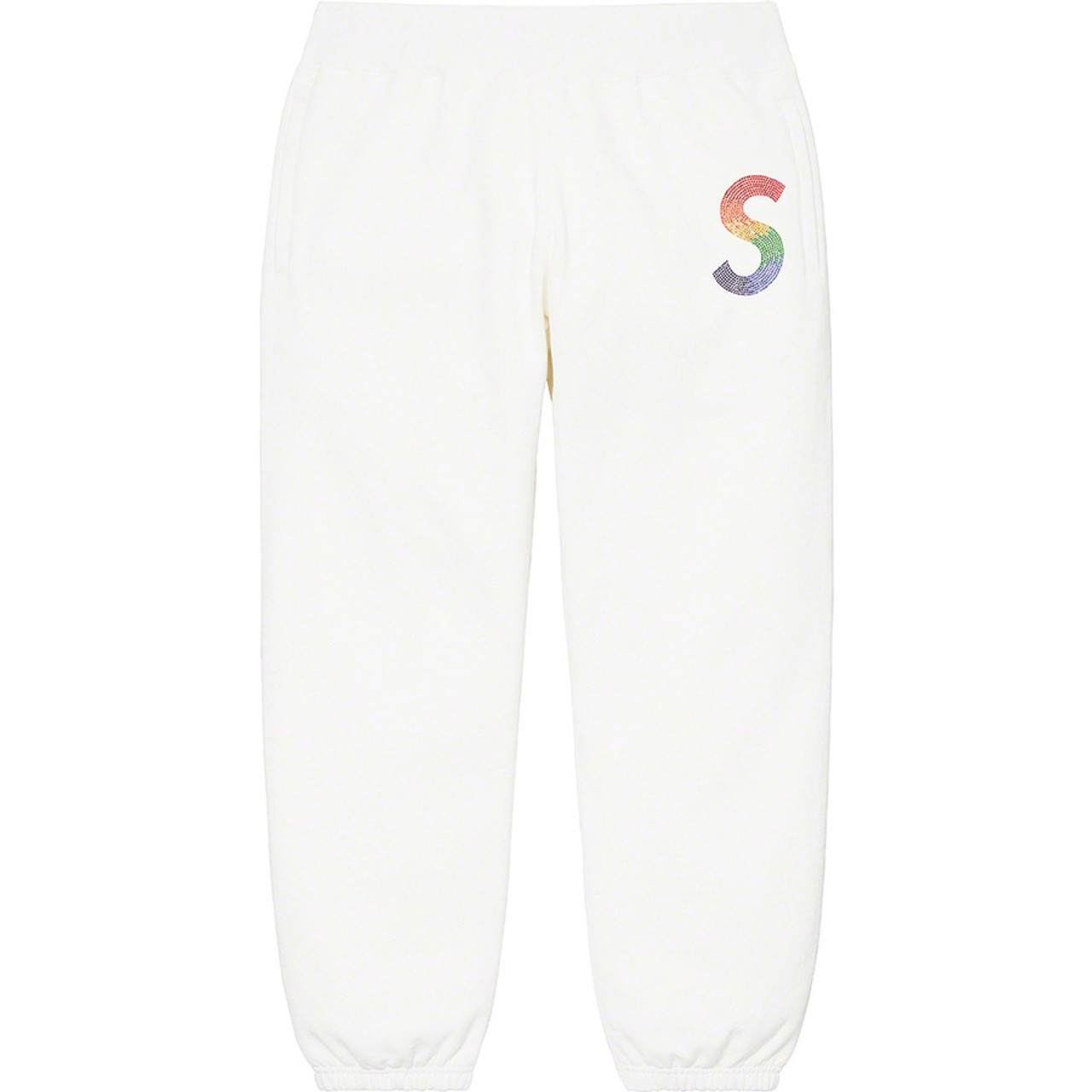 Supreme Swarovski Logo Sweatpants White S/S 21'