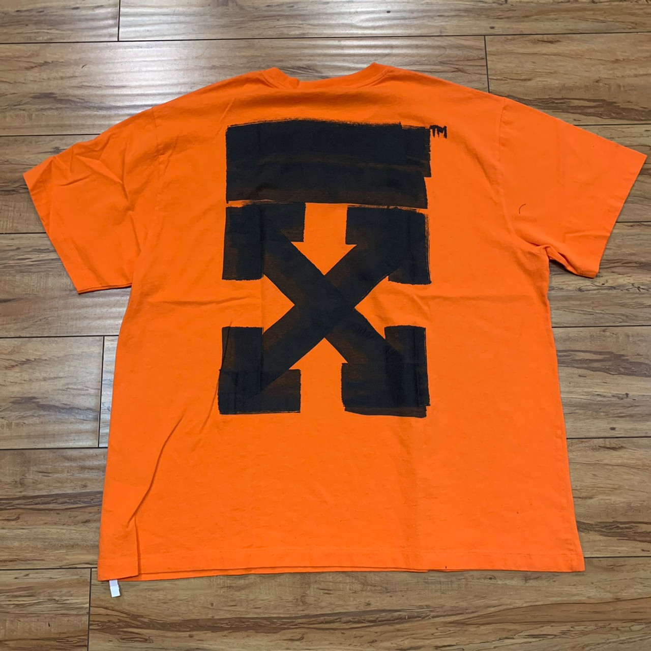 Off white black and orange deals t shirt