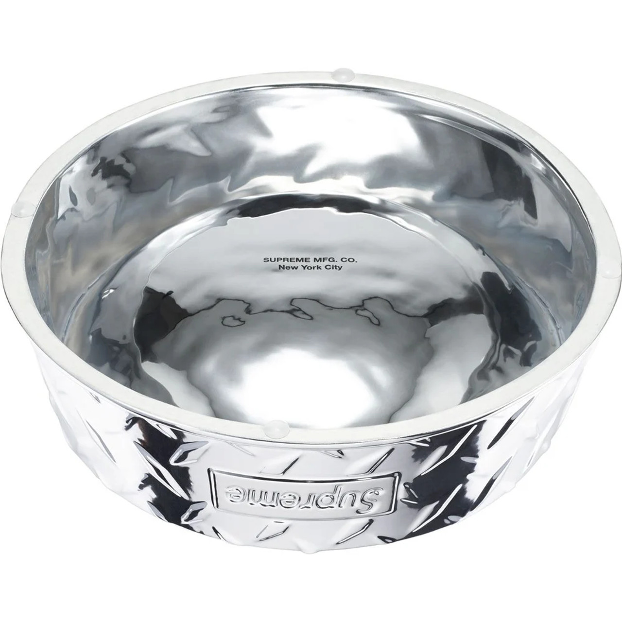 Supreme Diamond Plate Dog Bowl RED-