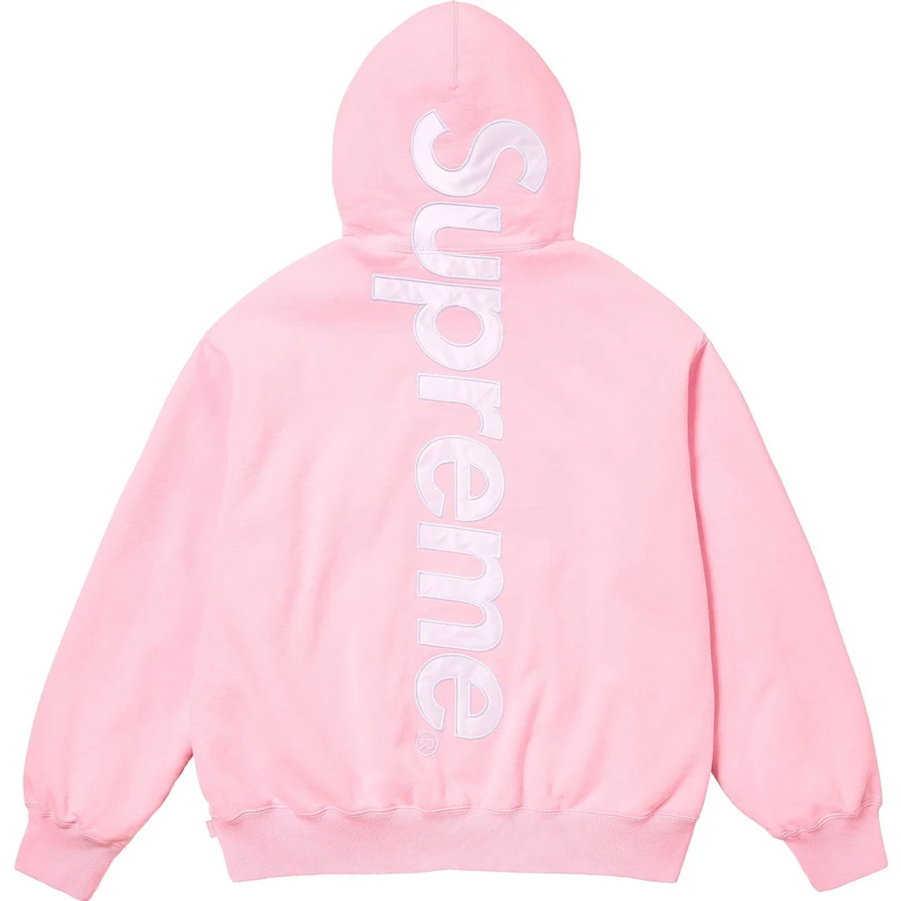 Supreme Satin Applique Hooded Sweatshirt Light Pink M-