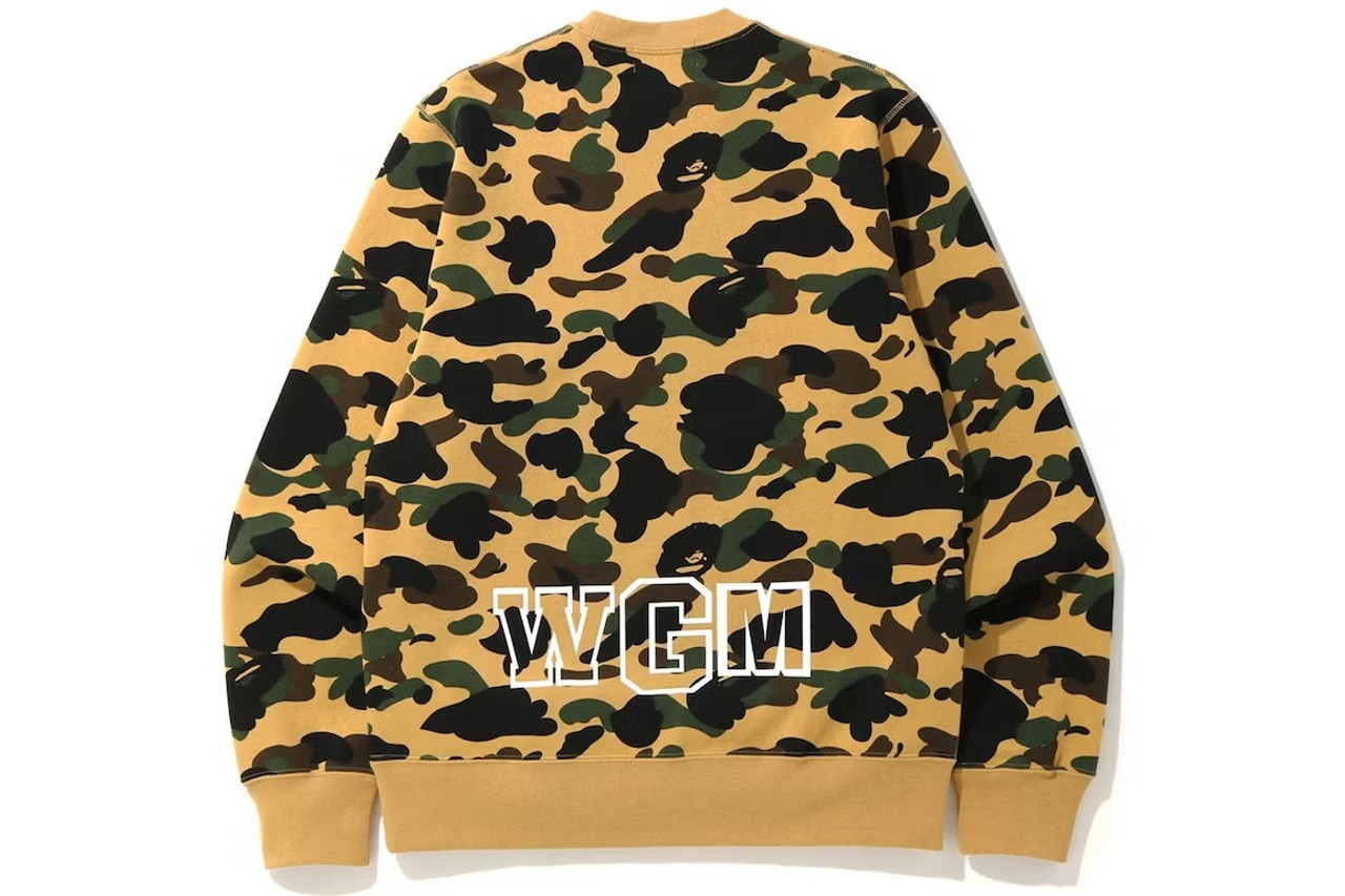 BAPE 1st Camo White Shark Crewneck Yellow