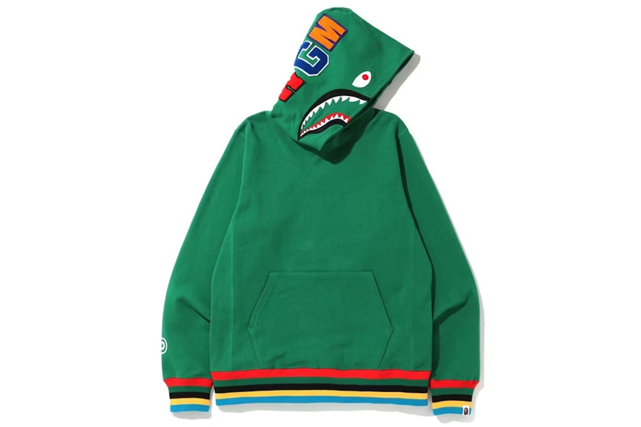 BAPE Shark Line Rib Pullover Hoodie Green