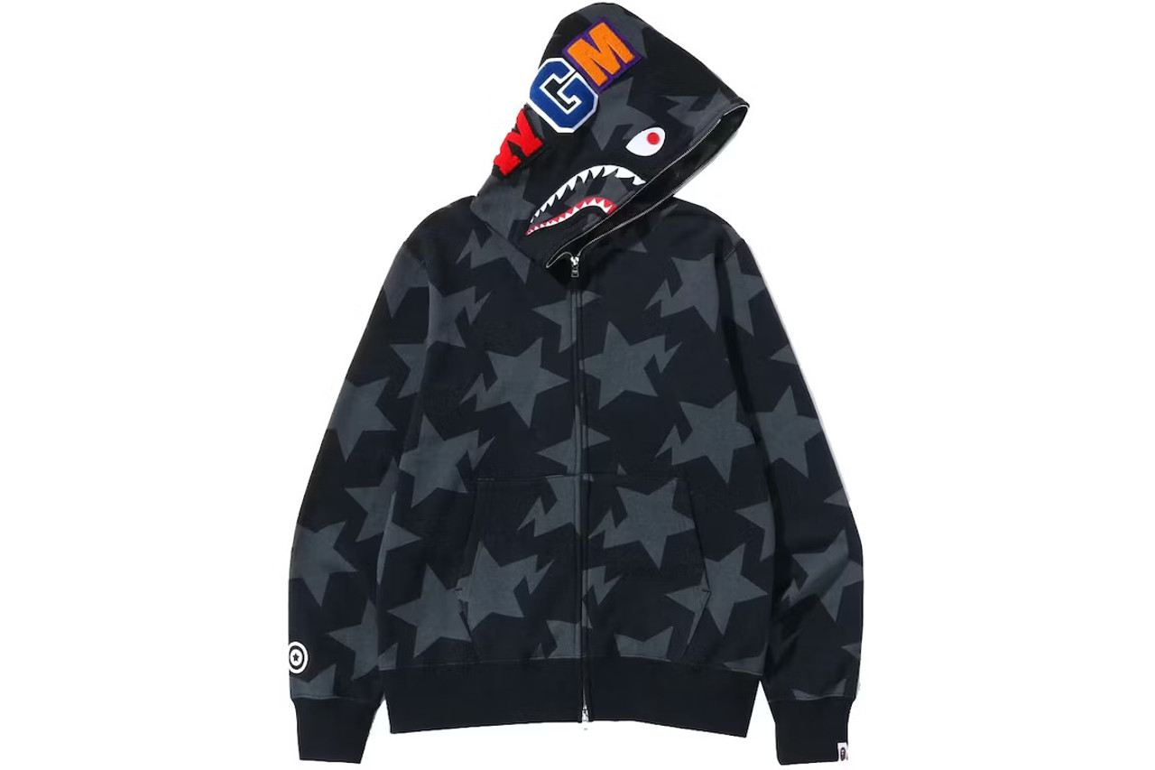 Bape shark 2025 hoodie black camo