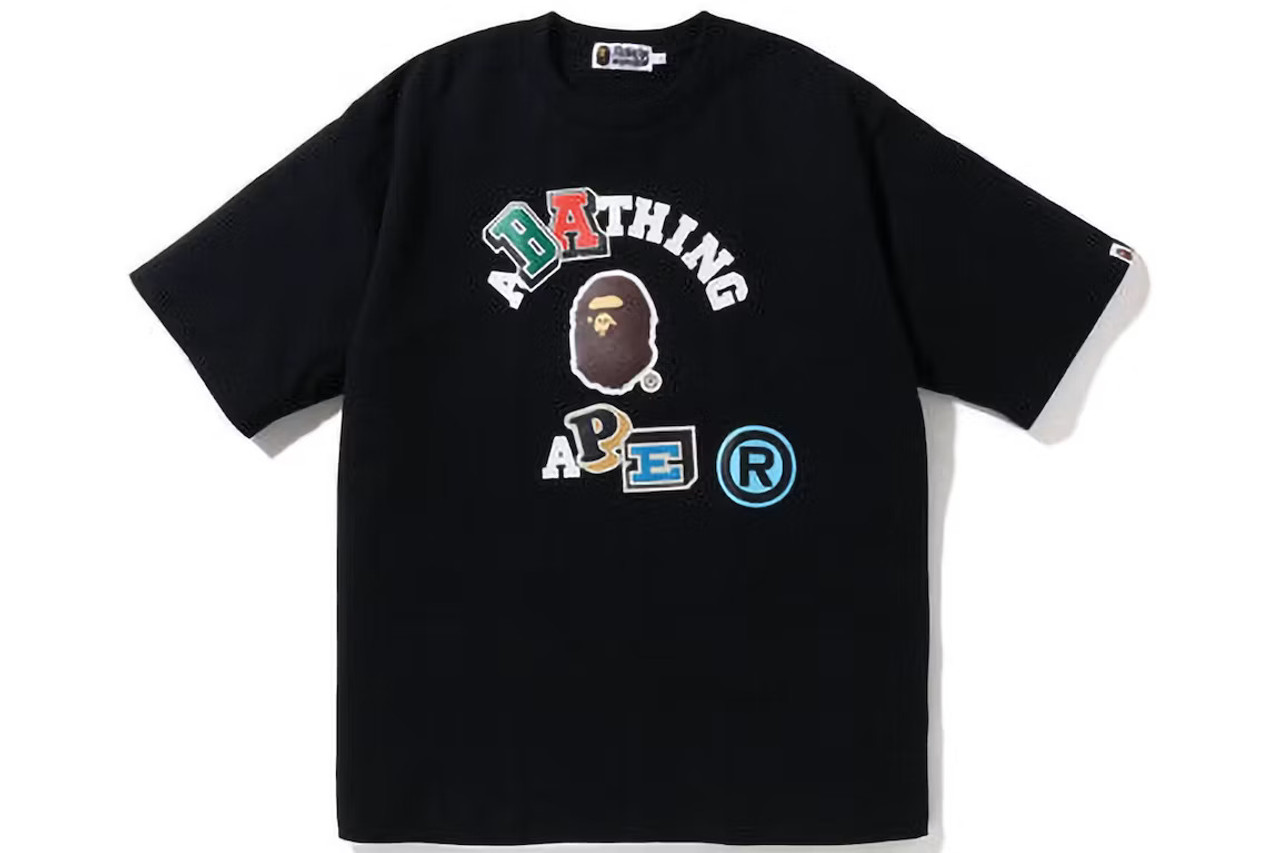 BAPE Multi Fonts Relaxed Fit Collage Heavy Weight Tee Black