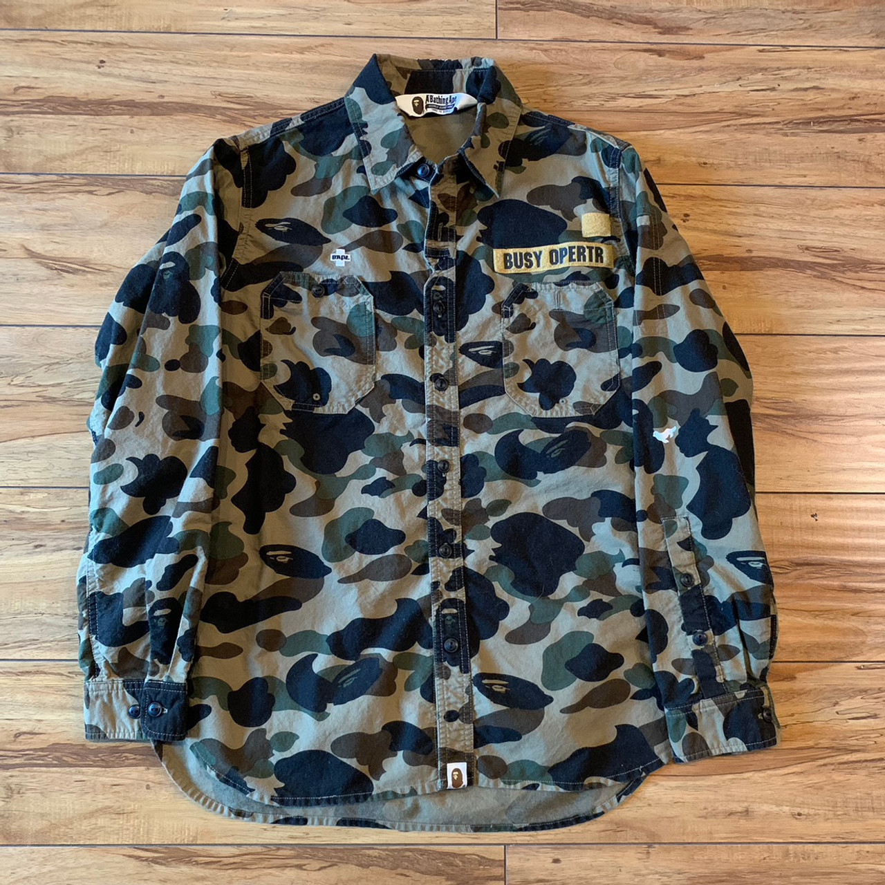 BAPE L/S Button Up Camo Sz L