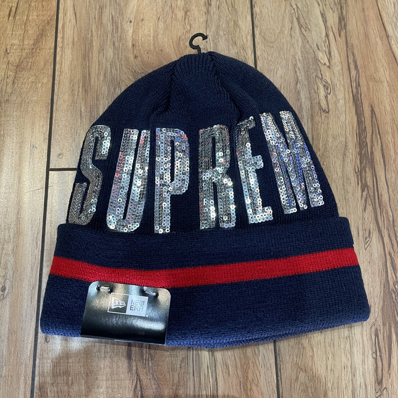 Supreme Beanie New Era Sequin Navy F/W 20'