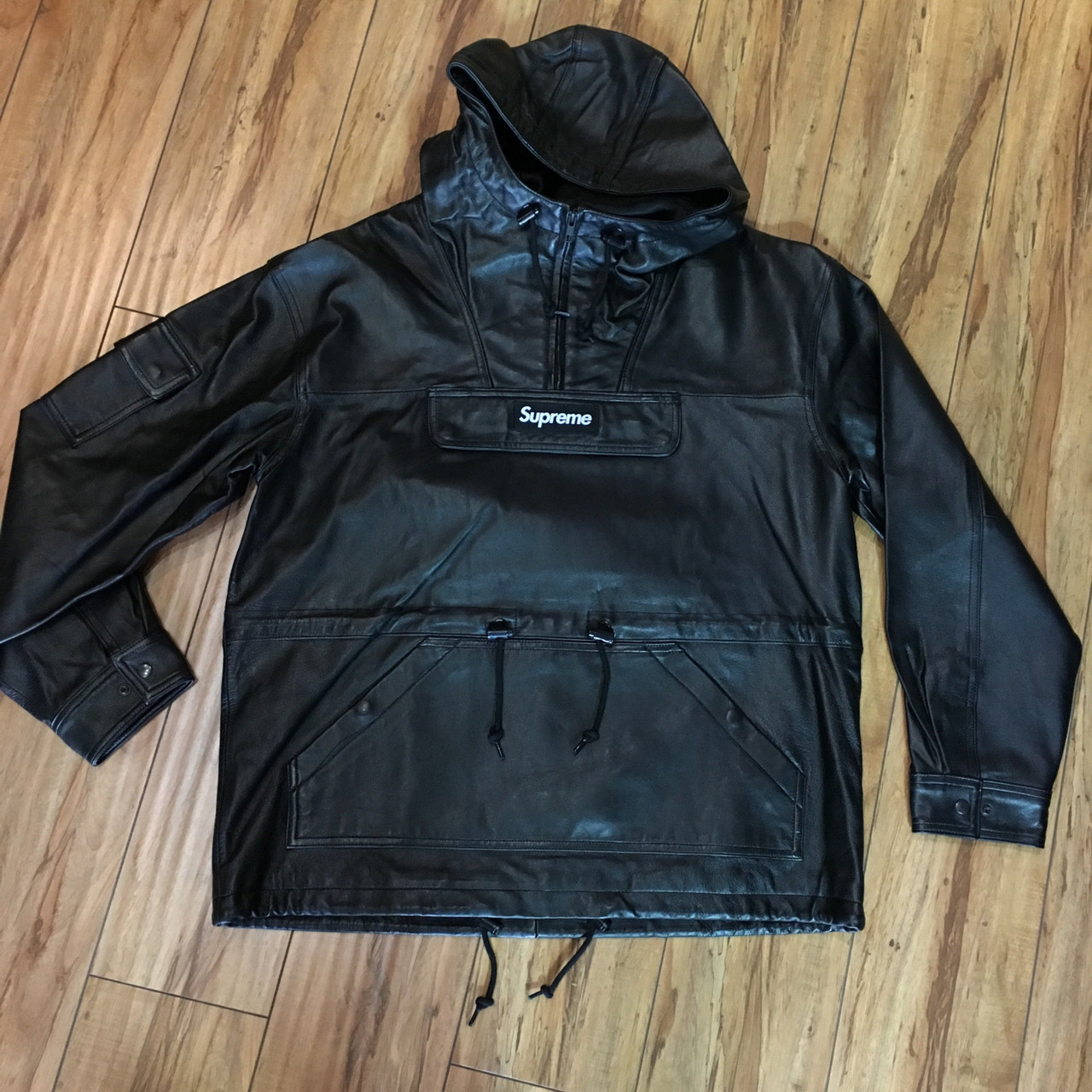 在庫有り・即発送 18aw supreme leather anorak box logo www.comindre