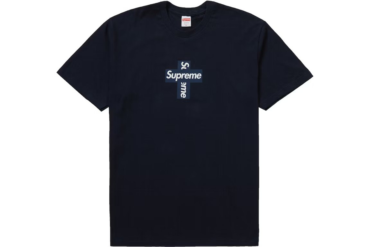 Supreme Cross Box Logo Tee Navy Small